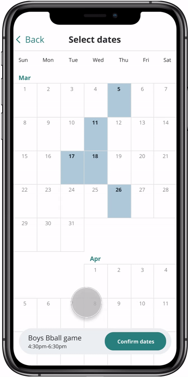 An animation showing the save notification without hiding the calendar